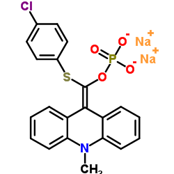 9-(4'-氯苯硫代磷酰氧亚甲基)-10-甲基-9,10-二氢化吖啶二钠盐结构式