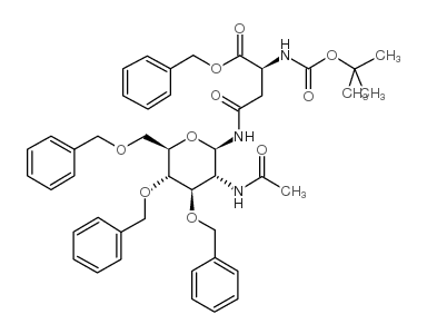 Nω-(2-乙酰氨基-3,4,6-三-O-苄基-2-脱氧-β-D-吡喃葡萄糖酰基)-Nα-(叔丁氧羰基)-L-天冬酰胺苄酯图片
