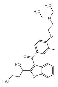 2-(1-羟基丁基)-3-苯并呋喃基-[4-(2-二乙氨基乙氧基)-3-碘苯基]甲酮结构式