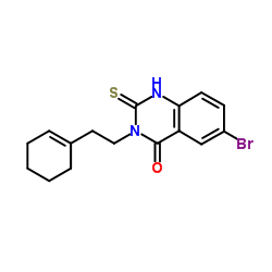 6-bromo-3-(2-cyclohex-1-en-1-ylethyl)-2-mercaptoquinazolin-4(3H)-one结构式