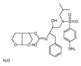 [(3aS,4R,6aR)-2,3,3a,4,5,6a-hexahydrofuro[2,3-b]furan-4-yl] N-[(2S,3R)-4-[(4-aminophenyl)sulfonyl-(2-methylpropyl)amino]-3-hydroxy-1-phenylbutan-2-yl]carbamate,hydrate Structure