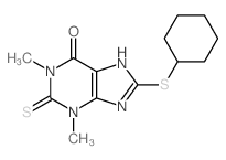 6H-Purin-6-one,8-(cyclohexylthio)-1,2,3,9-tetrahydro-1,3-dimethyl-2-thioxo- Structure