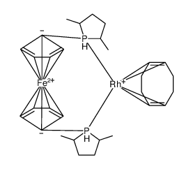 1,1-双((2R,5R)-2,5-二甲基磷杂环戊烷)二茂铁(环辛二烯)铑(I)结构式