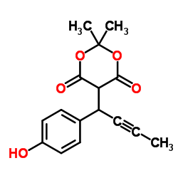 (+/-)-5-[1-(4-hydroxy-phenyl)-but-2-ynyl]-2,2-dimethyl-[1,3]dioxane-4,6-dione结构式
