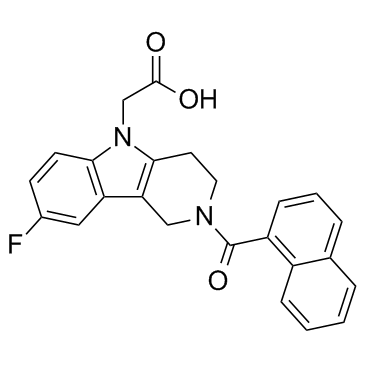 2-(2-(1-萘甲酰基)-8-氟-1.2.3.4-四氢吡啶并[4,3-B]吲哚-5基)乙酸结构式