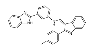 3-(1H-benzimidazol-2-yl)-N-[(E)-[2-(4-methylphenyl)indol-3-ylidene]methyl]aniline结构式