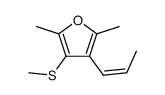 cis-2,5-Dimethyl-3-methylthio-4-(1-propenyl)furan结构式