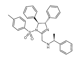 (1S)-N-(((4S,5S)-4,5-dihydro-4,5-diphenyl-1-tosyl-1H-imidazol-2-yl)methyl)-1-phenylethanamine结构式