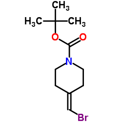 1-N-叔丁氧羰基-4-(溴亚甲基)哌啶结构式
