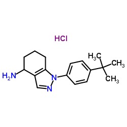 1-[4-(2-Methyl-2-propanyl)phenyl]-4,5,6,7-tetrahydro-1H-indazol-4-amine hydrochloride (1:1) Structure