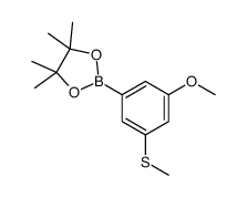 2-(3-甲氧基-5-(甲硫基)苯基)-4,4,5,5-四甲基-1,3,2-二氧硼杂环戊烷结构式