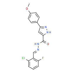 (E)-N-(2-chloro-6-fluorobenzylidene)-3-(4-methoxyphenyl)-1H-pyrazole-5-carbohydrazide structure