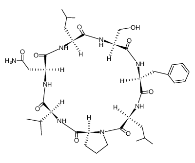 Cyclo(L-Asn-L-Leu-L-Ser-L-Phe-L-Leu-L-Pro-L-Val-) Structure
