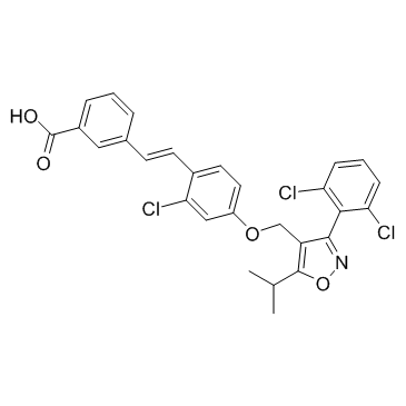 3-(2,6-二氯苯基)-4-(3'-羧基-2-氯二苯乙烯-4-基)氧甲基-5-异丙基异恶唑结构式