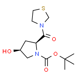 (2S,4S)-4-羟基-2-(噻唑烷-3-羰基)吡咯烷-1-甲酸叔丁酯结构式