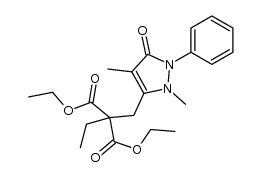 (2,4-dimethyl-5-oxo-1-phenyl-2,5-dihydro-1H-pyrazol-3-ylmethyl)-ethyl-malonic acid diethyl ester结构式