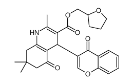 oxolan-2-ylmethyl 2,7,7-trimethyl-5-oxo-4-(4-oxochromen-3-yl)-1,4,6,8-tetrahydroquinoline-3-carboxylate结构式