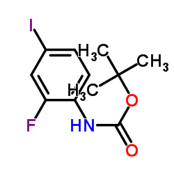 叔丁基 N-(2-氟-4-碘苯基)氨基甲酸酯结构式