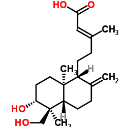 [1R-[1ALPHA(E),4ABETA,5BETA,6ALPHA,8AALPHA]]-5-[十氢-6-羟基-5-(羟基甲基)-5,8A-二甲基-2-亚甲基-1-萘基]-3-甲基-2-戊烯酸结构式