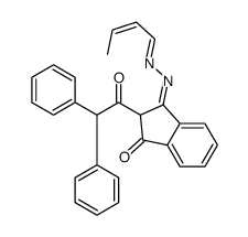 2-Diphenylacetyl-indan-1,3-dione-1-(2-butenylidene)hydrazone,3-(2-Butenylidene-hydrazono)-2-diphenylacetyl-indan-1-one structure