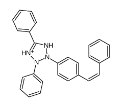 2,5-diphenyl-3-[4-(2-phenylethenyl)phenyl]-1H-tetrazol-1-ium Structure