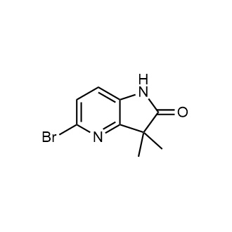 5-溴-3,3-二甲基-1H,2H,3H-吡咯并[3,2-b]吡啶-2-酮结构式