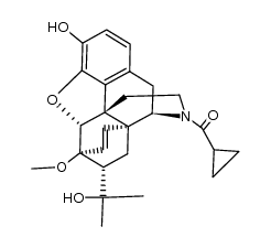 17-cyclopropanecarbonyl-4,5α-epoxy-19anti-(1-hydroxy-1-methyl-ethyl)-6-methoxy-6β,14-ethano-morphin-7-en-3-ol结构式
