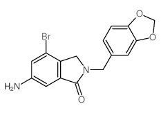 6-氨基-2-(1,3-苯并二氧代l-5-甲基)-4-溴-2,3-二氢-1H-异吲哚-1-酮结构式