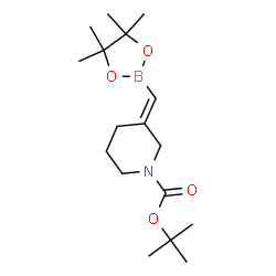 3-(((4,4,5,5-四甲基-1,3,2-二氧杂硼硼烷-2-基)亚甲基)哌啶-1-羧酸叔丁酯结构式