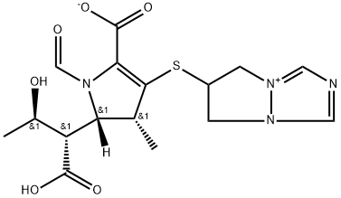 5H-Pyrazolo[1,2-a][1,2,4]triazol-4-ium, 6-[[(4R,5S)-2-carboxy-5-[(1S,2R)-1-carboxy-2-hydroxypropyl]-1-formyl-4,5-dihydro-4-methyl-1H-pyrrol-3-yl]thio]-6,7-dihydro-, inner salt Structure