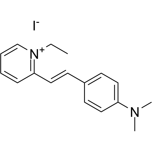 2-[4-(二甲氨基)苯乙烯基]-1-乙基碘化吡啶结构式