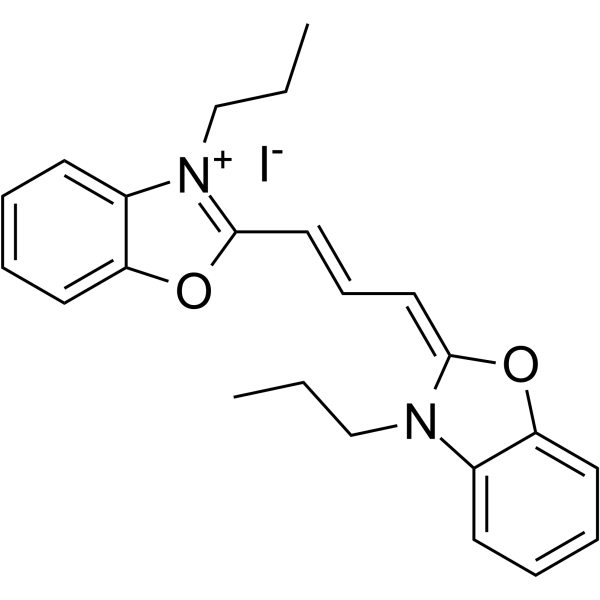 3-丙基-2-[3-(3-丙基-3H-苯并恶唑-2-亚基)丙-1-烯基]苯并恶唑碘化物结构式