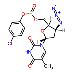 3'-Azido-5'-O-[(4-chlorophenoxy)(oxido)phosphoranyl]-3'-deoxythymidine结构式