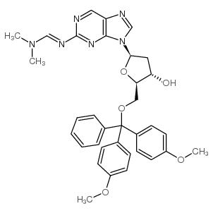 5'-o-(dimethoxytrityl)-2-(dimethylaminomethylidene-amino)purine-2'-deoxyriboside Structure