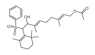 1-acetoxy-8-hydroxy-3,7-dimethyl-9-(2,6,6-trimethyl-1-cyclohexen-1-yl)-9-(phenylsulfonyl)-2(E),6(E)-nonadiene Structure