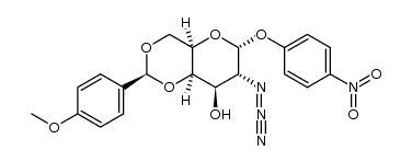 p-nitrophenyl 2-azido-2-deoxy-4,6-O-p-methoxybenzylidene-α-D-galactopyranoside结构式