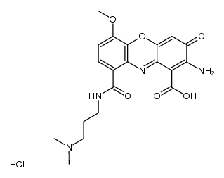 9-(3-dimethylaminopropylcarbamoyl)-2-amino-6-methoxy-1-carboxy-3H-3-oxophenoxazine hydrochloride结构式
