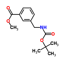 3-(((叔丁氧基羰基)氨基)甲基)苯甲酸甲酯结构式