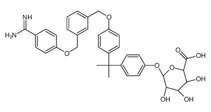(2S,3S,4S,5R,6S)-6-[4-[2-[4-[[3-[(4-carbamimidoylphenoxy)methyl]phenyl]methoxy]phenyl]propan-2-yl]phenoxy]-3,4,5-trihydroxyoxane-2-carboxylic acid Structure
