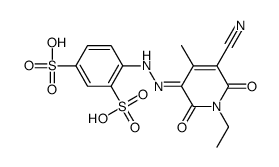 4-[(2E)-2-(5-cyano-1-ethyl-4-methyl-2,6-dioxopyridin-3-ylidene)hydrazinyl]benzene-1,3-disulfonic acid Structure
