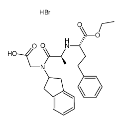 N-[N-[(S)-1-ethoxycarbonyl-3-phenylpropyl]-L-alanyl]-N-(indan-2-yl)glycine Structure