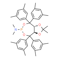 (3aR,8aR)-4,4,8,8-四(3,5-二甲基苯基)-N,N,2,2-四甲基四氢-[1,3]二氧杂环戊烷并[4,5-e][1,3,2]二氧杂磷杂环庚烷-6-胺结构式