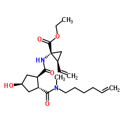 (1S,2R)-1-((1R,2R,4S)-2-(5-烯己基(甲基)氨甲酰基)-4-羟基环戊甲酰胺基)-2-乙烯基-环丙烷羧酸乙酯结构式