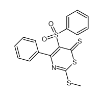 2-methylthio-4-phenyl-5-phenylsulfonyl-1,3-thiazine-6(6H)-thione结构式