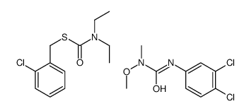 S-[(2-chlorophenyl)methyl] N,N-diethylcarbamothioate,3-(3,4-dichlorophenyl)-1-methoxy-1-methylurea结构式