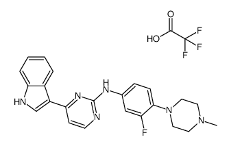 N-[3-fluoro-4-(4-methylpiperazin-1-yl)phenyl]-4-(1H-indol-3-yl)pyrimidin-2-amine trifluoroacetate结构式