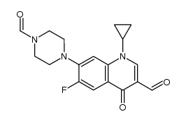 1-cyclopropyl-6-fluoro-1,4-dihydro-3-formyl-7-(4-formyl-1-piperazinyl)-4-oxoquinoline结构式