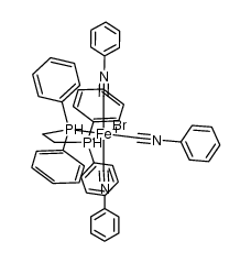 {FeBr(1,2-bis(diphenylphosphino)ethane)(phenyl isocyanide)3}(1+)结构式