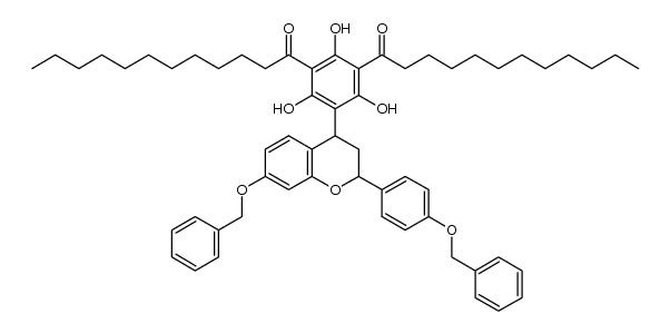 7-(benzyloxy)-2-(4-(benzyloxy)phenyl)-4-(2,4,6-trihydroxy-3,5-(didodecanoyl)-phenyl)chroman Structure