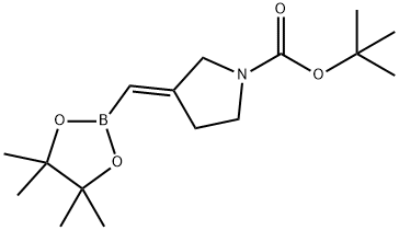 3-(((4,4,5,5-四甲基-1,3,2-二氧杂硼硼烷-2-基)亚甲基)吡咯烷-1-羧酸叔丁酯结构式